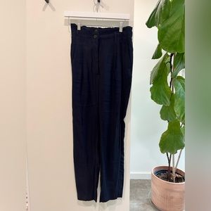 MANGO high waist navy suit pant